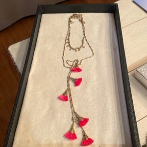 Stella and Dot Hot pink tassel necklace